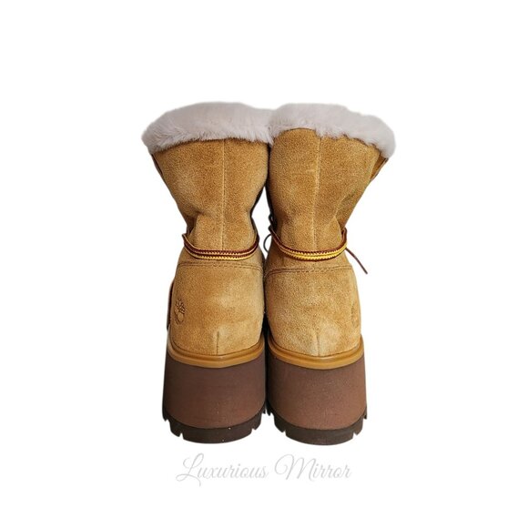 Timberland Women's Kori Park Combat Boots 8 Wheat Suede Mid Calf Lace Up New - Picture 8 of 10